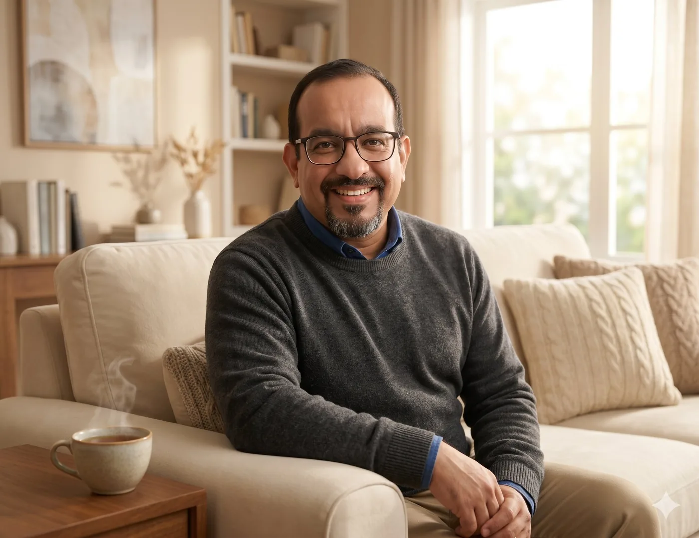 Flávio Gouvêa, terapeuta, em momento de cuidado e presença